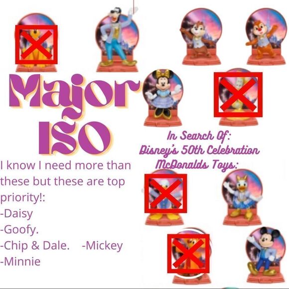 ISO Disney 50th Celebration McDonalds Toys For TRADE ONLY PFFS Girlsquad - Picture 1 of 15